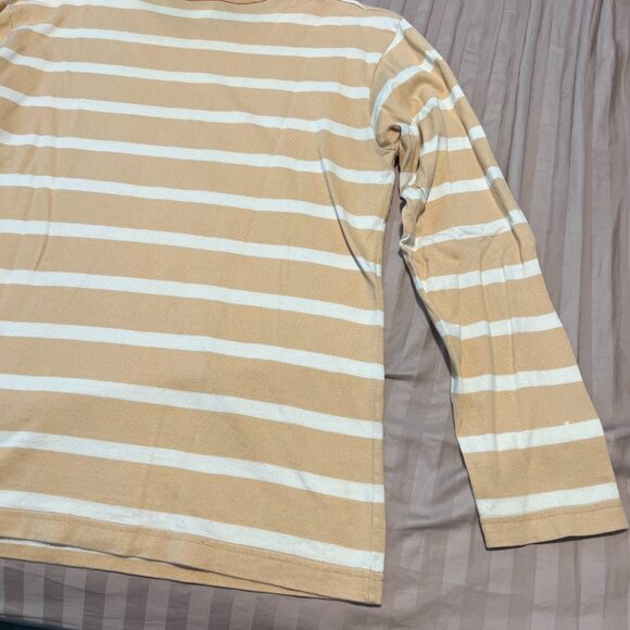 Vintage Petit Bateau Beige with White Stripes Long Sleeve Shirt Made in France - Picture 11 of 12
